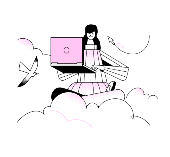 Woman holding laptop illustration